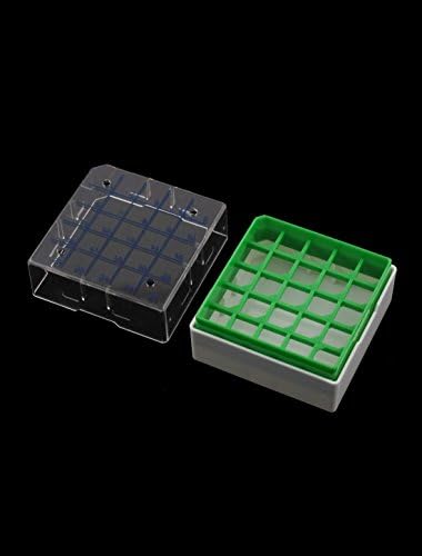 EuısdanAA Yeşil Şeffaf Plastik Kare Şekli 25 Yuvaları Cryovial saklama kutusu (Caja de almacenamiento criovial de 25 ranuras