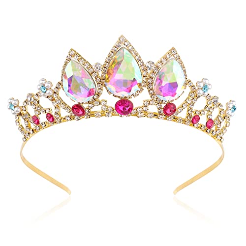 Kızlar için prenses Tiaras, Kadınlar için KİCOSY Rapunzel Taç Tiara Kafa Bandı, doğum Günü Kız Taç Renkli Kristal Tiaras Peri