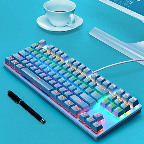 ZHANGLİ 87 Tuşları Mekanik Klavye, renkli Arkadan Aydınlatmalı ALT Kablolu oyun klavyesi için PC Yazarak, Daktilolar, Oyuncular