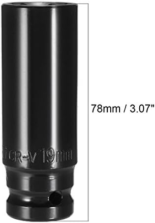 uxcell 2 Adet 1/2-İnç Sürücü tarafından 19mm Derin Darbe Soketi, Cr-V, 6-Point, Metrik