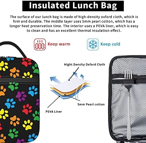 Renkli Köpek Pençe Baskı Çocuklar Öğle Çanta Kız Erkek Yalıtımlı Öğle Yemeği Kutusu Termal Lunchbox Tote Çanta ile Ayarlanabilir