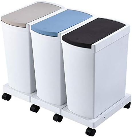 Caty Üçlü Plastik Sortibox Kutuları 45L, 3 Bölmeli 15L, Mutfak Kutusu ve Geri Dönüşüm Yumuşak Kapatma, Hava Geçirmez