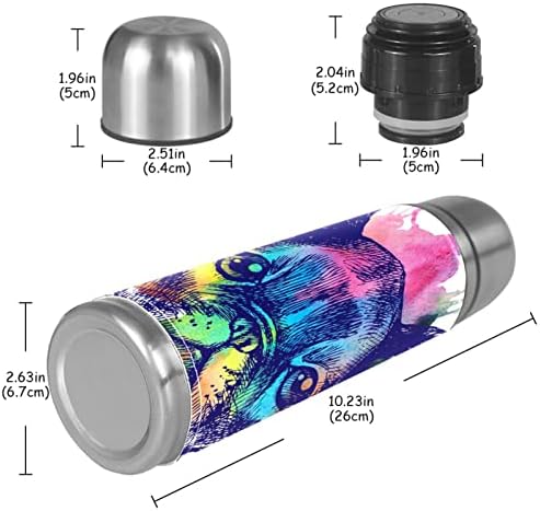 Lılıbeely 17 oz Vakum Yalıtımlı Paslanmaz Çelik Su Şişesi Spor Kahve Seyahat Kupa Flask Hakiki Deri Sarılmış BPA Ücretsiz, Bir