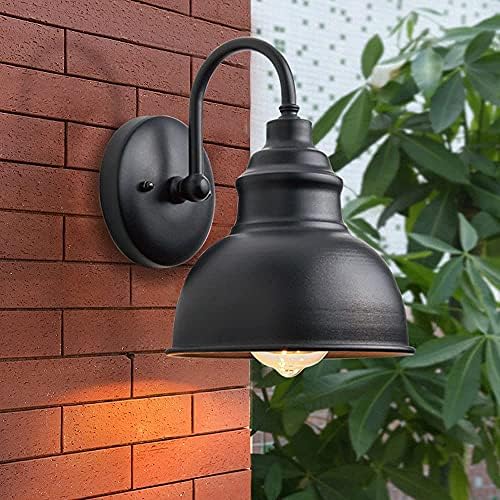 Vintage siyah Metal kapak Anti-pas duvar lambası dış aydınlatma duvara monte fener IP65 dış güvenlik lambası su geçirmez sundurma