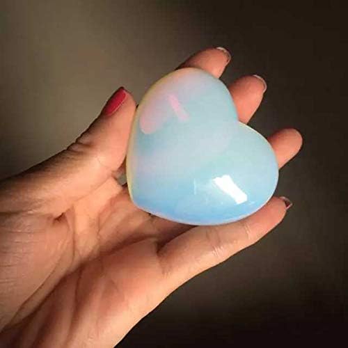 CILILI Doğal Kalp Gül Kuvars Opalite Kabarık Şifa Kristalleri Aşk Endişe Kıpır Kıpır Palm Cep Taş (Opal)