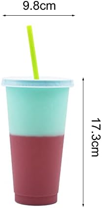 KGJQ Renk Değiştiren kapaklı ve pipetli bardak Yeniden Kullanılabilir Soğuk içecek bardağı Suyu Kahve Renk Değişikliği Fincan