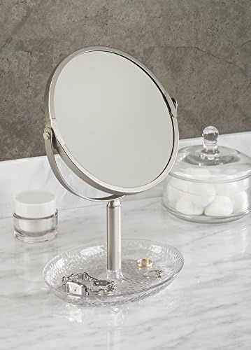 Banyo Tezgahı için InterDesign Yağmur Serbest Duran Vanity Makyaj Aynası-Şeffaf / İnci Saten