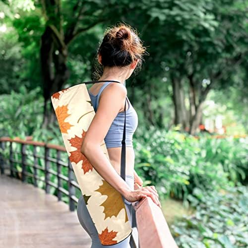 Sonbahar Akçaağaç Yaprakları Yoga Mat Çanta Tam Zip Yoga Taşıma Çantası için Kadın Erkek, egzersiz Yoga Mat Taşıyıcı ile Ayarlanabilir