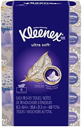 Kleenex Ultra Yumuşak ve Güçlü Yüz Dokuları, 6'lı pakette 70 Adet 8.2 x 8.4