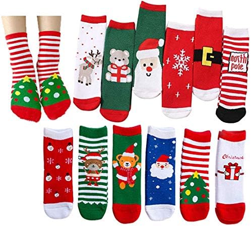 12 Pairs Noel Tatil Çorap Çocuklar için Yürümeye Başlayan Çocuk Bebek Kız Erkek Termal Pamuk sıcak tutan çoraplar
