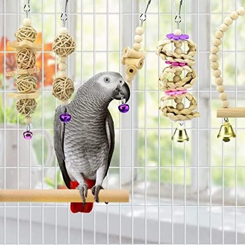 YAQINUO 9 Adet Kuş oyuncak seti Papağan Salıncak Merdiven çiğneme oyuncağı Asılı Hamak Levrek Bells ile Conure Finch Mynah Lovebird