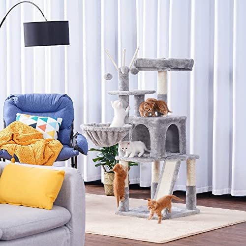 Hey-brother 73.4 inç Kedi Ağacı Kınamak Paketi ile 46.1 inç Orta Kedi Kulesi Tırmalama tahtası ile, Lüks Kınamak, kedi Kulesi