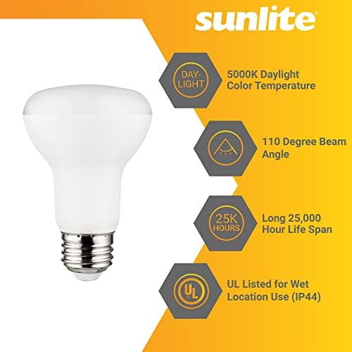 Sunlite 81393 LED 90 CRI R20 Gömme Ampul, 8 Watt (50W Eşdeğeri) , 525 Lümen, Kısılabilir, Orta Taban (E26), Geniş 110° Işın Açısı,