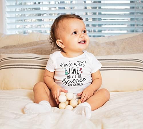 Aşk ve Bilimden Yapılmış Onesie-Sevimli Bebek Giysileri - Yenidoğan için Kişiselleştirilmiş IVF Bodysuit-Erkek veya Kız için