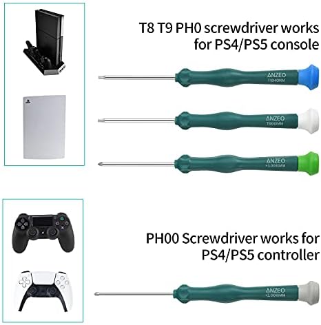 JAOYSTII Temizleme Onarım Aracı Kiti için PS4 PS5, Tornavida seti ile TR9 Torx Güvenlik Tornavida PH00 PH0 PH1 Phillips Tornavida