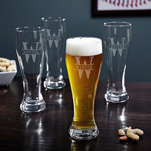 Oakmont Kazınmış Uzun Boylu Pilsner bira bardağı HomeWetBar tarafından 4 Set-Özel Cam, Kişiselleştirilmiş Pilsner Cam, Bira Severler,