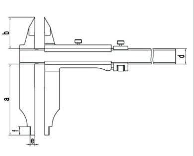 MeterTo Açık Tip Hassas Sürmeli Kumpas 0 - 500mm Doğruluk ± 0.05 mm İç Delik Ölçümü için İki Dış Uç Çeneli 100mm