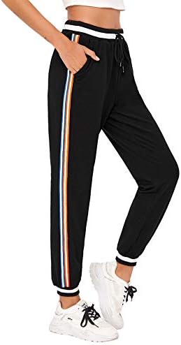SweatyRocks kadın Nedensel İpli Bel Aktif Egzersiz Uzun Yoga Pantolon ile Cep