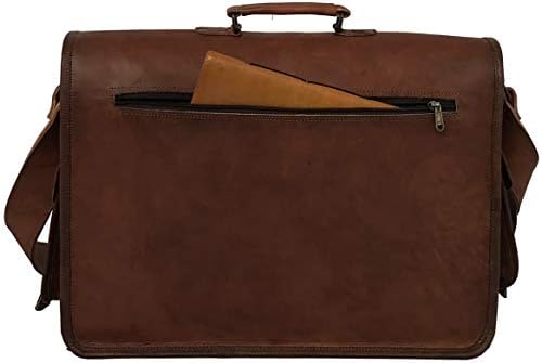 18 İnç Retro Keçi Deri Laptop askılı çanta Ofis Evrak Çantası kolej çantası Erkekler ve Kadınlar için (Kahverengi 18 inç)
