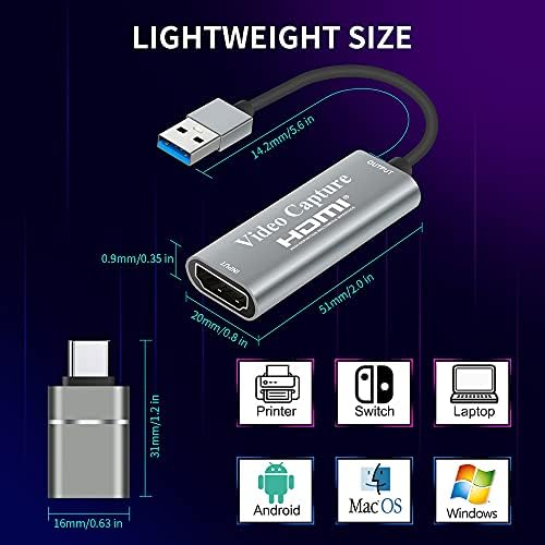 Assletes Video Yakalama Kartları, 4 K HDMI USB 3.0 Video Yakalama Aygıtı, 1080 P HD 60fps Yayın Canlı ve Kayıt Video Ses Kapmak