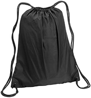 İpli sırt çantaları spor çuval çanta eğitim, seyahat, alışveriş için 6 Set (Siyah)
