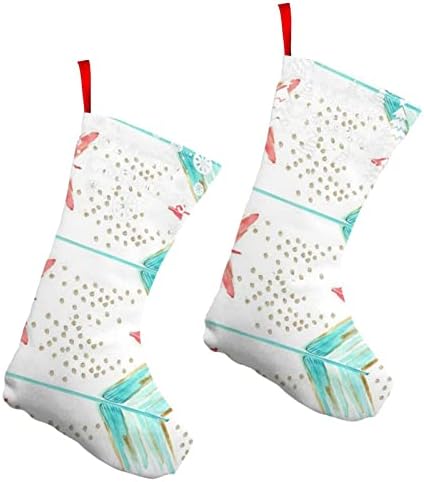 GLRTORE Mercan ve Teal Oklar Noel Çorap 2 Paket 10 İnç, noel Çorap Noel Ağacı Şömine Asılı Çorap Noel Şeker Mevcut Çanta için