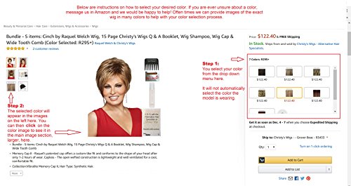 Paket - 5 ürün: Upstage by Raquel Welch Peruk, Christy'nin Perukları Soru-Cevap Kitapçığı, Peruk Şampuanı, Peruk Başlığı ve Geniş