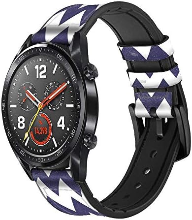 CA0273 Lacivert Shavron Zig Zag Desen Deri ve Silikon akıllı saat Band Kayışı Kol Saati Smartwatch akıllı saat Boyutu (20mm)