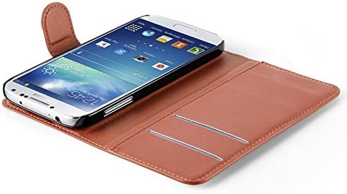 Cadorabo Kitap Kılıf Samsung Galaxy S4 ile Uyumlu Eyer Kahverengi - Manyetik Kapatma ile, Standı Fonksiyonu ve Kart Yuvası -