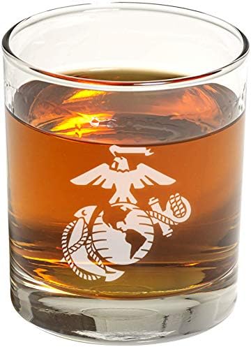 ABD Deniz Piyadeleri Viski Bardağı (İki Set) - Deniz Piyadeleri Kazınmış Zarif Viski bardağı-Viski Severler için Hediyeler-Emeklilik,