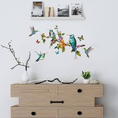 Amaonm Çıkarılabilir 3D DIY Colofrful Uçan Kuşlar Ağaç Dalları Duvar Çıkartmaları Çiçek Çiçek Duvar Sticker Peel ve Sopa Dekor