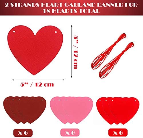 Sevgililer Dekor için Kalp Çelenk Süslemeleri-Kırmızı, Gül Kırmızı Pembe Renk Yıldönümü Düğün Önerisi için Kalp Afiş / Romantik
