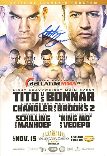 Stephan Bonnar İmzalı Bellator 131 Resmi 2014 Etkinlik Programı vs Tito Ortiz UFC-İmzalı UFC Dergileri