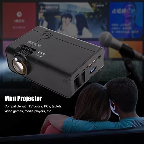 7500 Lümen Mini Projektör için Açık / Kapalı Filmler, HiFi Stereo Mini Video Projektör Kızılötesi Uzaktan Kumanda ile 1 T Mobil
