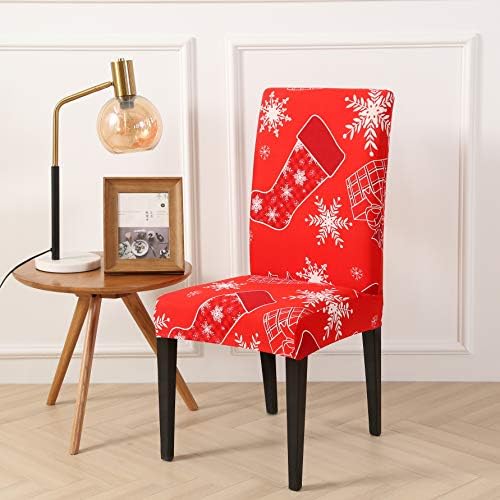 Ogrmar 4 ADET Streç Çıkarılabilir Yıkanabilir Yemek Odası Sandalye Koruyucu Slipcovers Noel Dekorasyon / Ev Dekor Yemek Odası