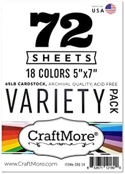CraftMore Card Stock Variety Essential Pack, 5 x 7 İnç, 72 Sayfa
