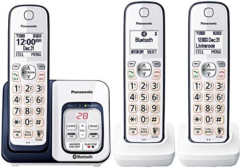 Panasonic KX-TGD563A Link2Cell Bluetooth Kablosuz Telefon, Sesli Yardım ve Telesekreterli - 3 Telefon (Yenilendi)