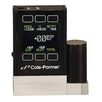 Cole-Parmer Gaz Kütle Kontrolörü, 50 SCCM, Renkli TFT Ekranlı ve 303 SS Bağlantı Parçaları