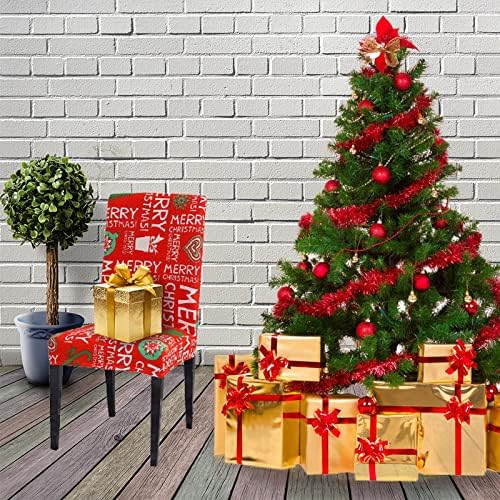 BBA SUNRISE 6 Set Yemek Odası için Noel Sandalye Kapakları Baskılı Sandalye Slipcovers Noel Süslemeleri-Noel Sandalye Kapakları