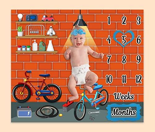 PHMOJEN Bebek Aylık Kilometre Taşı Battaniye / Turuncu Tuğla Duvar Garaj Tavan Lambası Bisiklet Lastikleri Araç Kutusu Süslemeleri