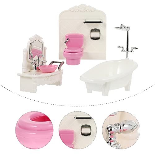 Balacoo 1 Takım Mini Banyo Aksesuarları Mini Lavabo Closestool Küvet Modeli Çocuk Oyuncak (Rastgele Renk)