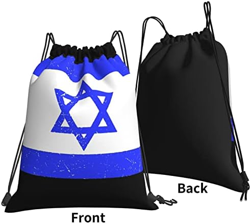 İpli sırt çantası Vintage Retro İsrail bayrağı dize çanta Sackpack spor salonu alışveriş spor Yoga için