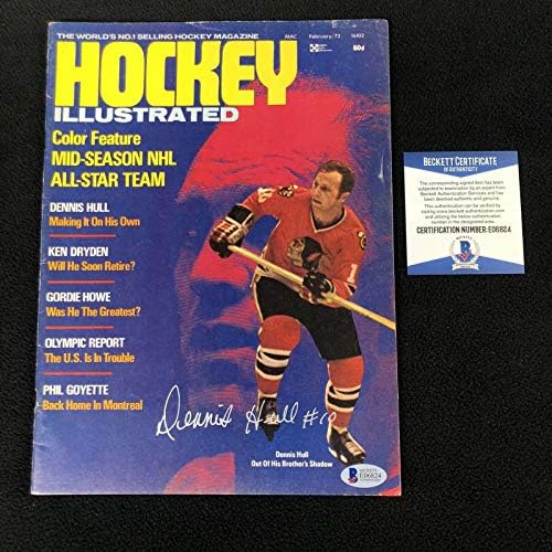 Dennis Hull, Chicago Blackhawks Hokey Resimli Dergisi Beckett Coa'yı İmzaladı-İmzalı NHL Dergileri