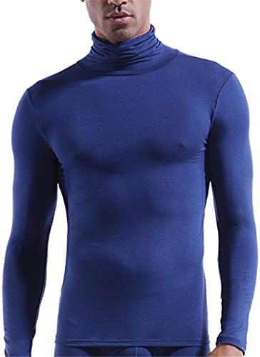 ZLYPSW erkek Katı Termal Iç Çamaşırı Sonbahar Kış Kaplumbağa Boyun Üstleri Yüksek Yaka Ince Tişörtleri Uzun Kollu Slim Fit Sıcak