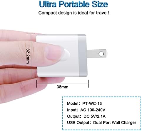 USB Fişi Duvar Şarj Cihazı, iPhone Şarj Bloğu 2.1 A / 5V 2-Çift Bağlantı Noktalı Şarj Cihazı Küp Güç Adaptörü Kutusu Hızlı Şarj