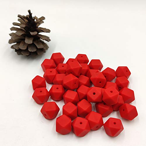 30 adet Scarlet Kırmızı Renk 14mm Silikon Altıgen İnci Boncuk Silikon Geometri Spacer Boncuk DIY Boncuk Anne Takı Kolye Yapımı