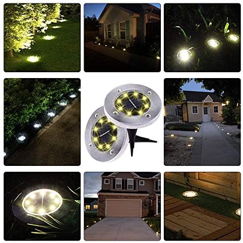 Güneş zemin disk ışıkları 4 paketleri LED yükseltilmiş açık bahçe lambası su geçirmez In-zemin açık peyzaj aydınlatma için veranda
