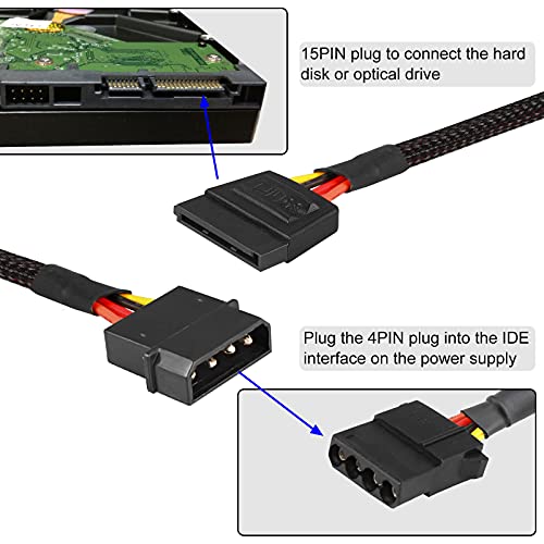 SATA-Molex, 2 Paket 4 Pin Molex-SATA Güç Kablosu Sata Güç Adaptörü