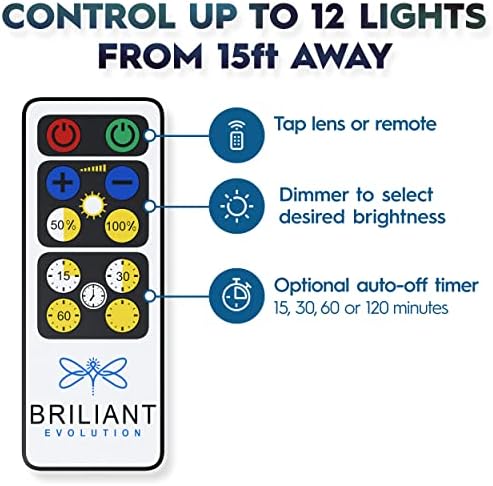 Brilliant Evolution LED Puck Light Uzaktan Kumandalı 6 Paket ve 18 Pil Dahil-Kabin Aydınlatması Altında Kablosuz LED-Mutfak için