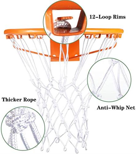 HOPINO Ağır Basketbol Net Yedek uyar Standart basketbol potası için Kapalı veya Açık 12 Döngüler, Beyaz